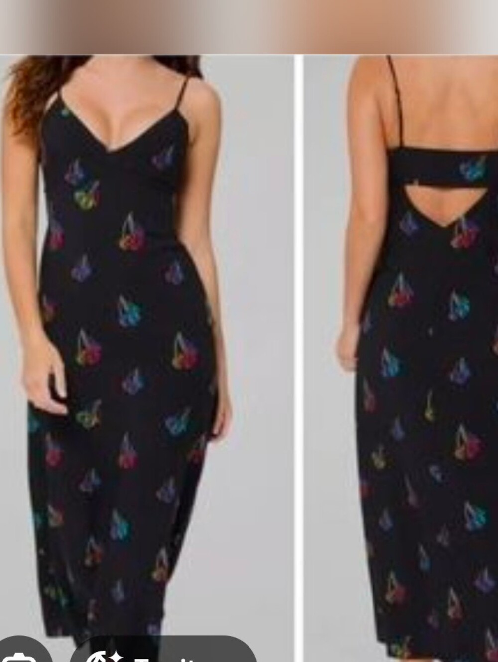 Terez Black Midi Slip Dress with Multicolor Floral Accents
